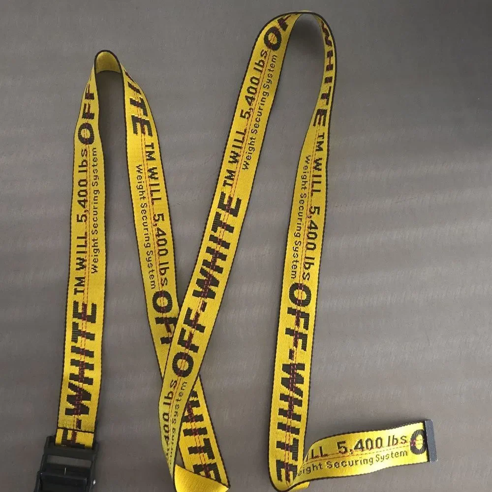 OFF-WHITE Industrial Yellow Black Web Logo Belt Virgil Abloh Metal Buckle